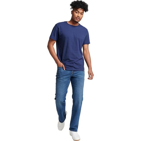 ✨Men's Blue Athletic Cotton Blend Short Sleeve Tees Wicking Protection Shirt - Picture 2 of 4